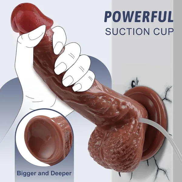 Dildo Eyaculador Con Testiculos Bronceado - Imagen 3