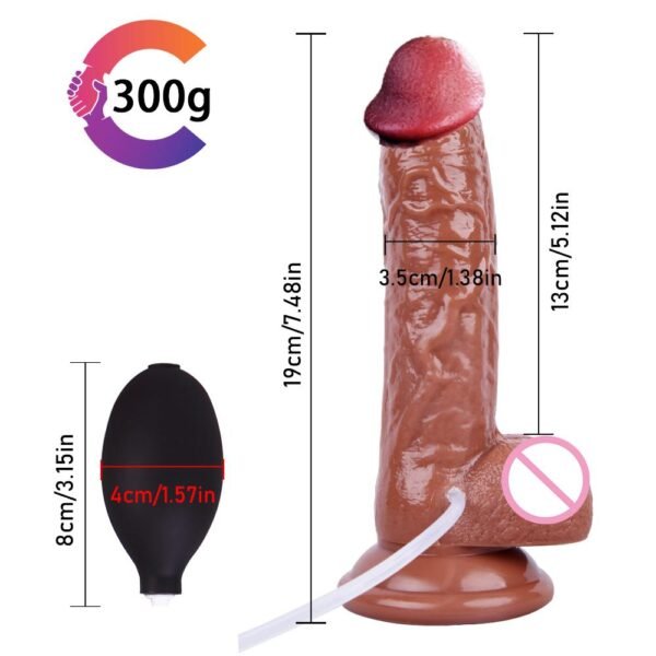 Dildo Eyaculador Con Testiculos Bronceado - Imagen 2