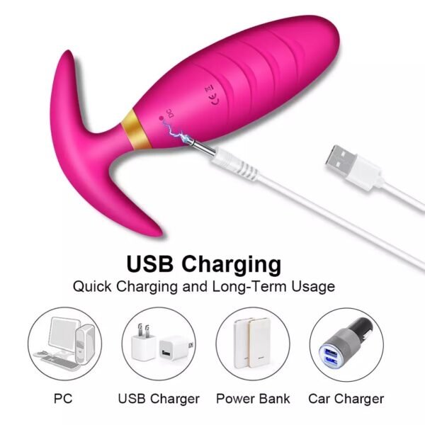 Plug Anal Vibrador De Silicona Con Control 10 Velocidades - Imagen 6