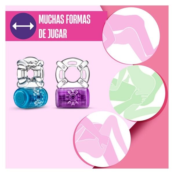 Pleaser Anillo Vibrador Recargable Azul - Imagen 4