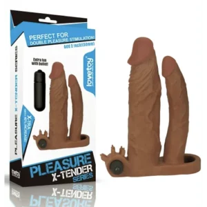 Funda para pene vibratoria doble Pleasure X Tender +5cm LOVETOY