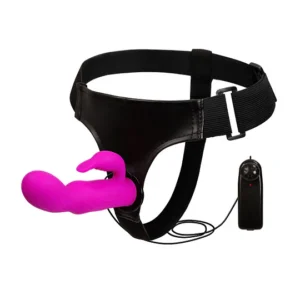 Arnés con Conejo Vibrador Silicona ( Vibración Regulable)